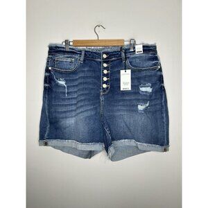 Judy Blue Denim Shorts Stretch Mid Rise Button Fly Size 3XL NWT